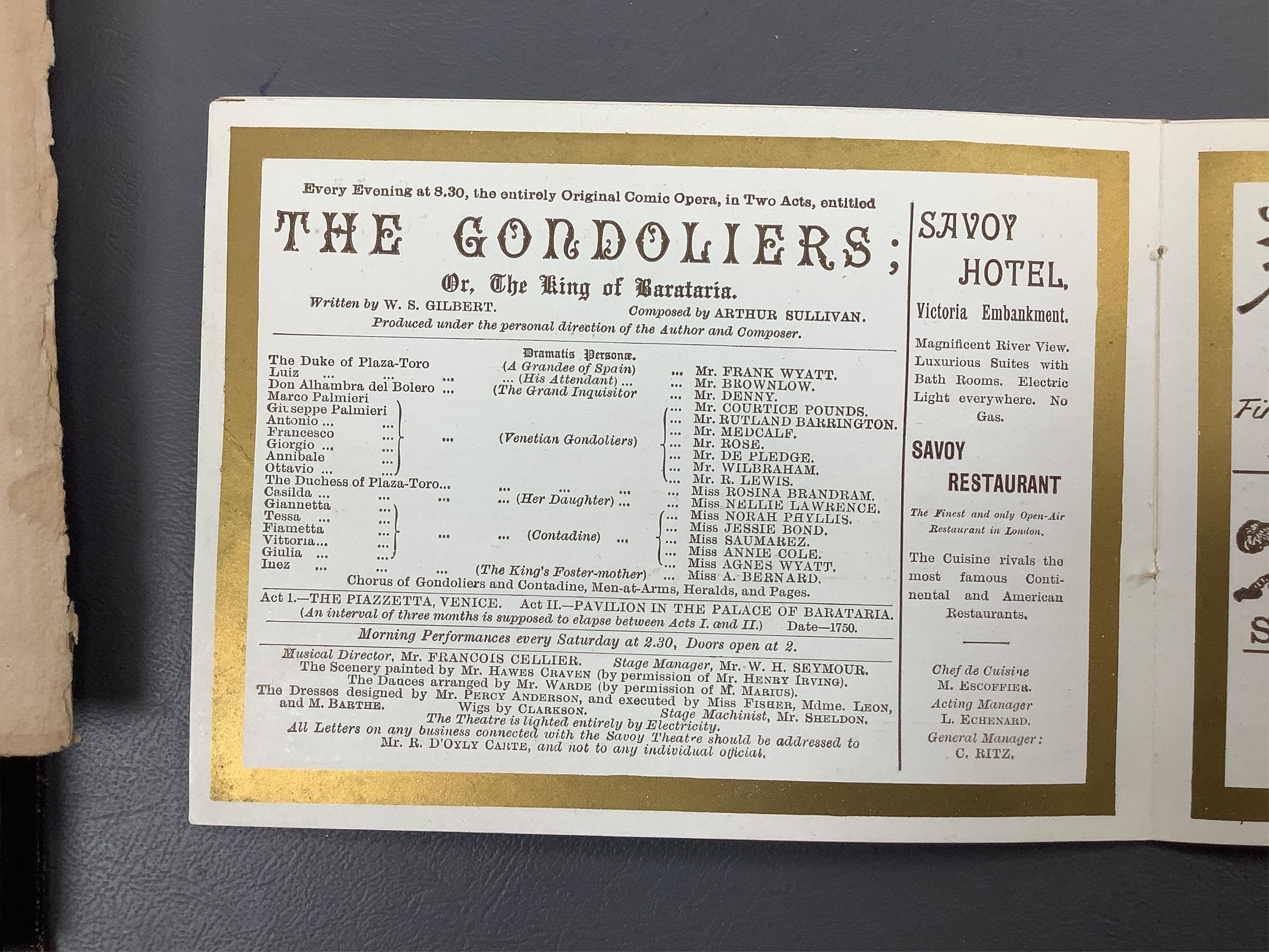 A collection of ephemera including Savoy Theatre, a photograph album and an album of watercolours and pencil studies, late 19th / early 20th century